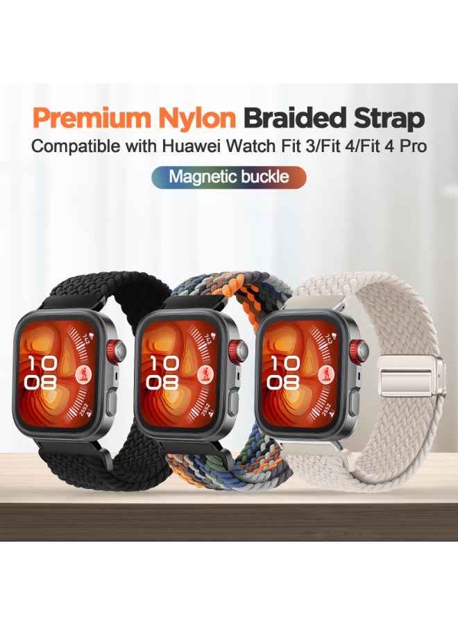 ChicVibe Nylon Strap Compatible with Huawei Watch Fit 3/Fit 4/Fit 4 Pro Bands, Elastic Adjustable Stretchy Braided Elastic strap with Magnetic Buckle, Quick Release Replacement Sport Wristbands Watch Band - Image 2